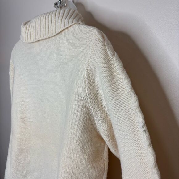 Pendleton 100% Lambswool Full Zip Cable Knit Ladies Sweater Cream Size large - Picture 4 of 7